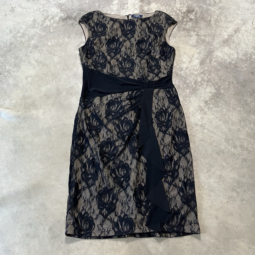 Black Lace Sheath Dress Womens 12 Formal Party Cocktail NWT Chaps